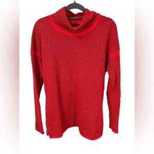 Elena‎ Wang Waffle Knit Sweater Style EW29062 Red and Black Womens size large